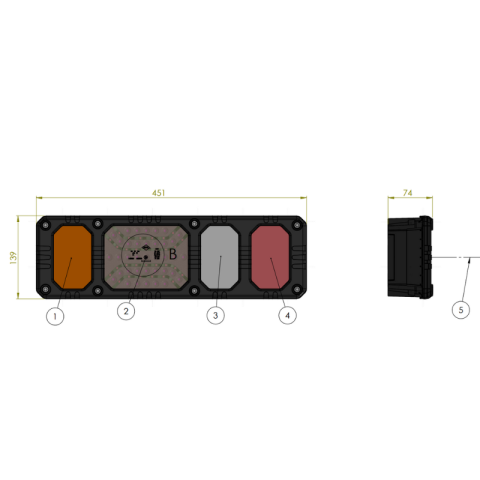 Lampa Spate LED cu 6 Functii, Stanga sau Dreapta, Iluminare Completa 24V, 45,1 x 13,9 x 7,4cm [9]