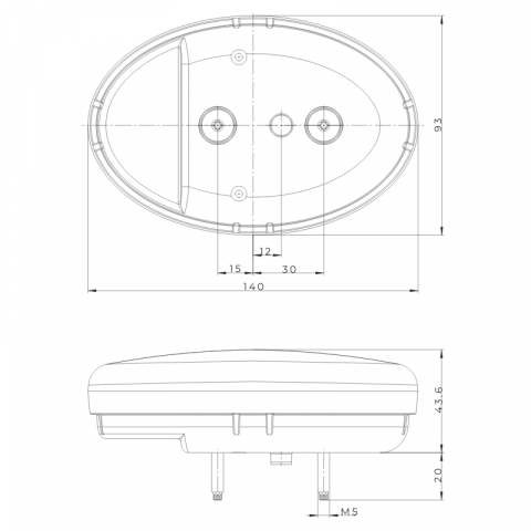 Lampa Stop, Tripla cu 3 functii, 12/24V, 14 x 9.3cm, Cablu 1m [2]
