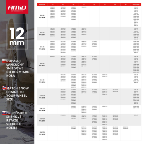 Lanturi antiderapante metalice, model KN-100, zale 12mm, otel calit, set 2 bucati, compatibile R14, R15, R16, R17, R18, R19 [14]