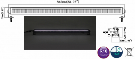 Led Bar cu pozitie, 1224V, 10279LM, 84.5cm, cu mufa DT - Truck LED LB0096 [15]