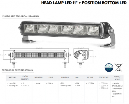 Led Bar cu pozitie si faza, 1224V, 1570LM, 284mm - Truck LED L3417 [6]