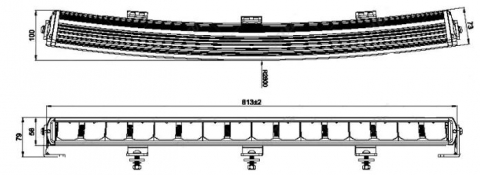 Led bar FORNAX 31”, 81.3cm, 19200Lm, 12/24V, curbat cu pozitie dinamica alba si portocalie [9]