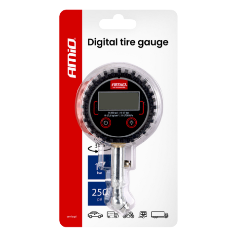 Manometru Digital Presiune Roti, 0-17 Bar 0-250 PSI, Cap Rotativ 360 Grade, Valva Eliberare Aer, Ecran LCD Iluminat [10]