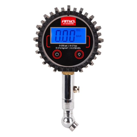 Noutati - Manometru Digital Presiune Roti, 0-17 Bar 0-250 PSI, Cap Rotativ 360 Grade, Valva Eliberare Aer, Ecran LCD Iluminat