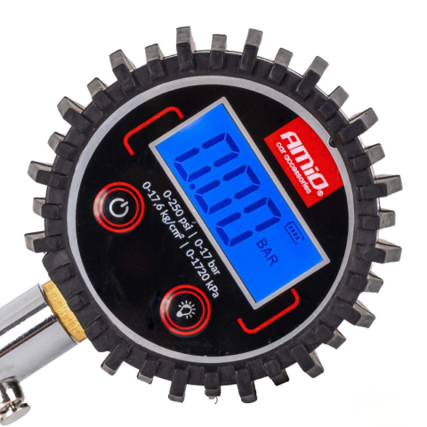 Manometru Digital Profesional, Presiune Roti 0-17 Bar 0-250 PSI, Furtun Flexibil 30 cm, Valva Eliberare Rapida, Display LCD Iluminat, Precizie Inalta [8]
