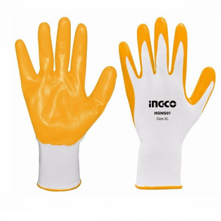 Manusi de lucru acoperite cu cauciuc nitrilic, XL - INGCO  HGNG01