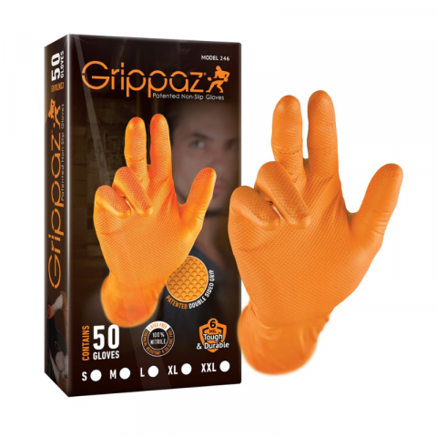 Mănuși de nitril Grippaz 240mm 50buc/cutie, Orange [3]