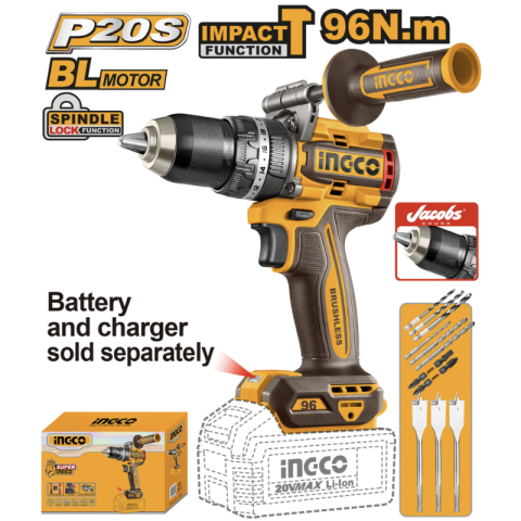 Masina de insurubat cu impact 20V, Brushless, 96Nm, mandrina metalica 13mm, 2 viteze [1]