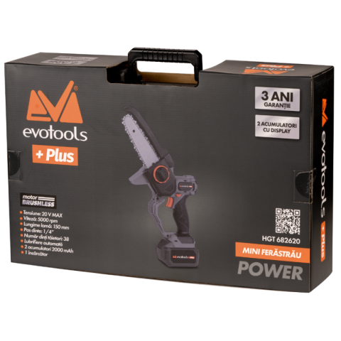 Mini ferastrau brushless, cu ungere lant, 20V, 2 acumulatori, incarcator [1]