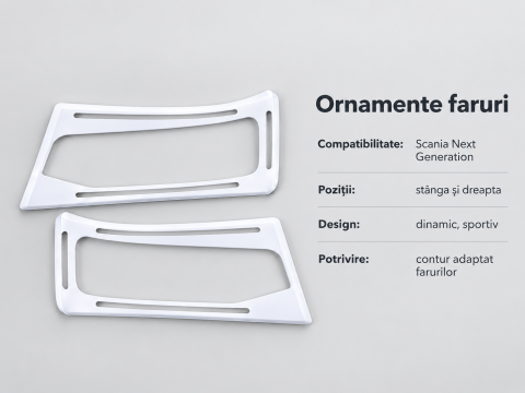Ornamente, pleoape faruri Scania Next Generation, set stanga si dreapta, design sportiv [7]