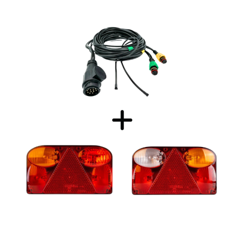 Seturi Lampi Spate Triple - Pachet iluminare remorca FT-088 – triple + cablaj 10m, 13Pini