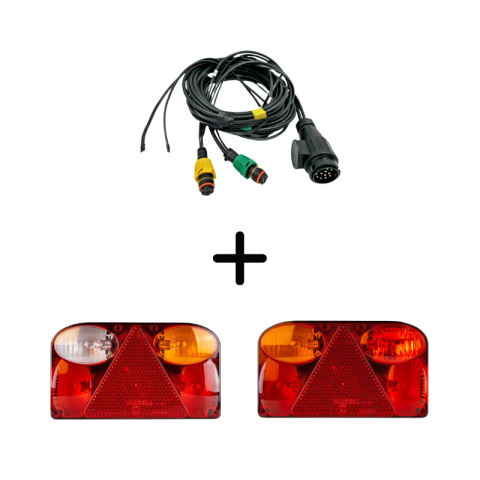 Seturi Lampi Spate Triple - Pachet iluminare remorca FT-088 – triple + cablaj 12m, 13Pini