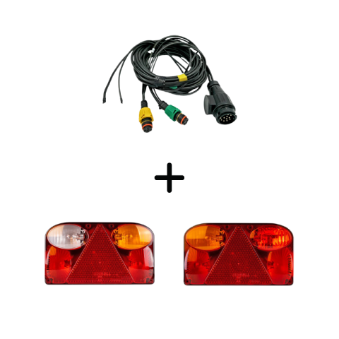 Seturi Lampi Spate Triple - Pachet iluminare remorca FT-088 – triple + cablaj 5m, 13Pini