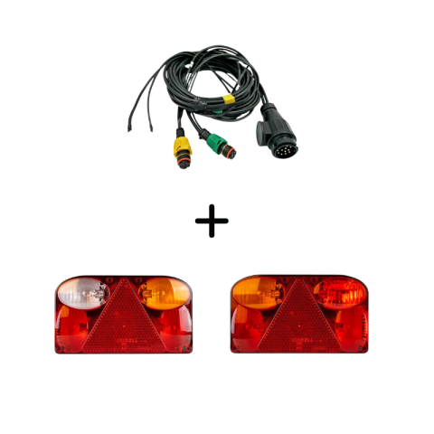 Seturi Lampi Spate Triple - Pachet iluminare remorca FT-088 – triple + cablaj 7m, 13Pini