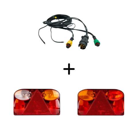 Seturi Lampi Spate Triple - Pachet iluminare remorca FT-088 – triple + cablaj 7m, 7Pini