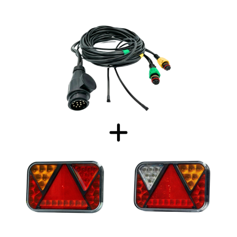 Seturi Lampi Spate Triple - Pachet iluminare remorca FT-270 L NT LED O PM BAJONET + FT-270 P NT LED O COF BAJONET – triple + cablaj 10m, 13Pini