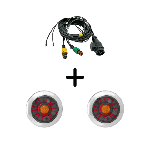 Seturi Lampi Spate Triple - Pachet iluminare remorca FT-313 LED CHROME BAJONET – triple + cablaj 5m, 13Pini