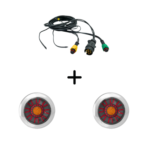 Seturi Lampi Spate Triple - Pachet iluminare remorca FT-313 LED – triple + cablaj 7m, 7Pini