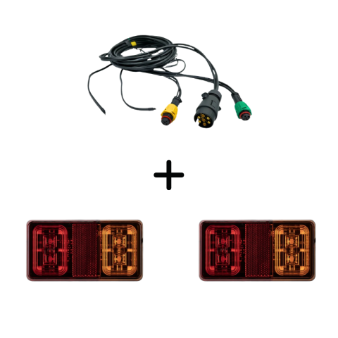 Seturi Lampi Spate Triple - Pachet iluminare remorca L2295-B – triple + cablaj 3,5 m, 7Pini