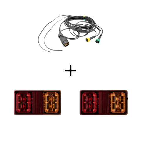 Seturi Lampi Spate Triple - Pachet iluminare remorca L2295-B – triple + cablaj 4,5 m, 7Pini