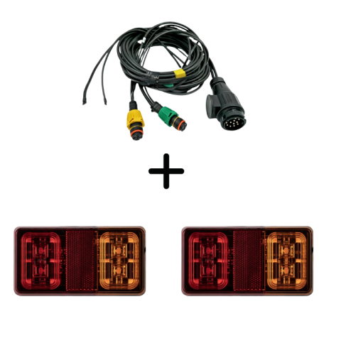 Seturi Lampi Spate Triple - Pachet iluminare remorca L2295-B – triple + cablaj 5m, 13Pini
