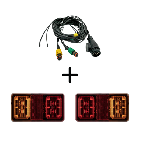 Seturi Lampi Spate Triple - Pachet iluminare remorca L2295-B – triple + cablaj 7m, 13Pini