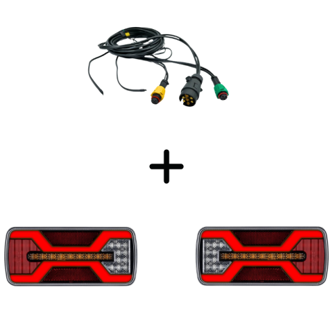 Seturi Lampi Spate Triple - Pachet iluminare remorca L2428 – triple + cablaj 7m, 7Pini