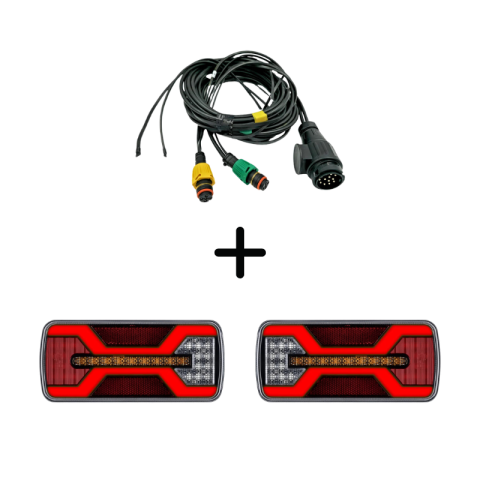 Seturi Lampi Spate Triple - Pachet iluminare remorca L2430 + L2431 – triple + cablaj 7m, 13Pini