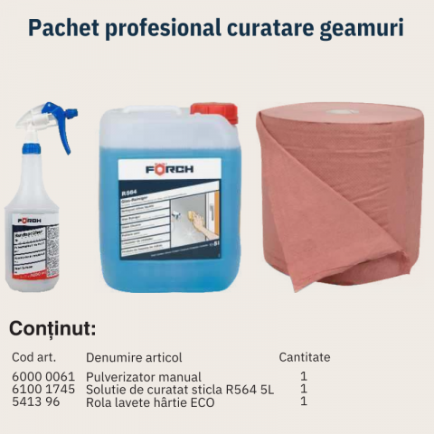 Pachet profesional curatare geamuri, solutie 5L cu lavete plus pulverizator [1]