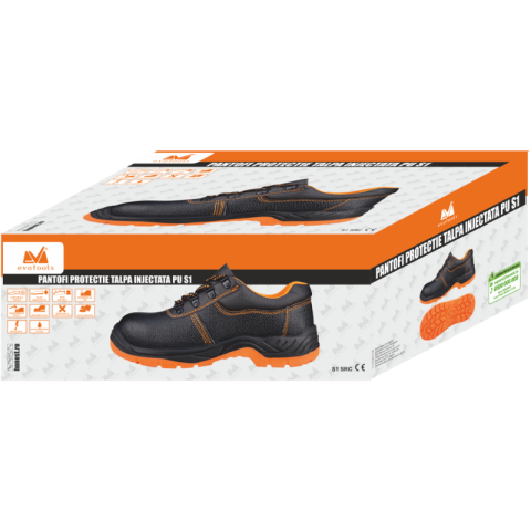 Pantofi protectie S1, bombeu metalic, piele naturala, antiderapanti, rezistenti, marimi 39-46 [3]