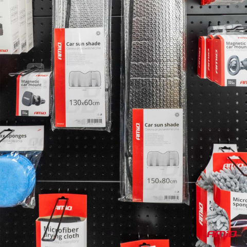 Parasolar Auto Parbriz 150x80cm, Argintiu, Cu Bule PE - Protectie Solara [2]