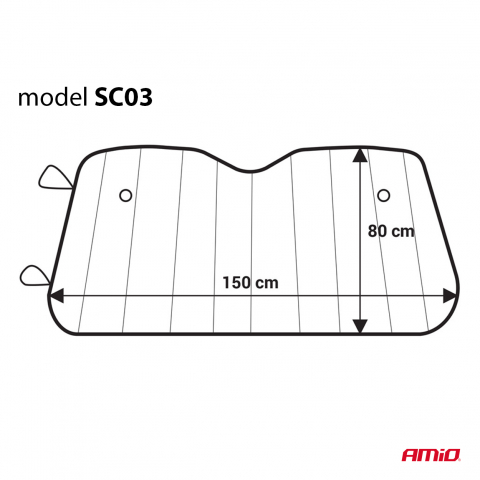 Parasolar Auto Parbriz 150x80cm, Argintiu, Cu Bule PE - Protectie Solara [1]