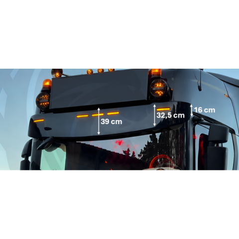 Parasolar pentru SCANIA NG S&R 2016-, kit montaj inclus, decupaje pentru 5 lampi de gabarit, adancime 39 cm [2]