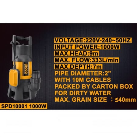Pompa submersibila apa curata, murdara, 1000w, 333L, motor cupru [3]