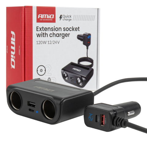 Prelungitor bricheta auto, 120W cu 2 prize, USB-C, USB-A [7]