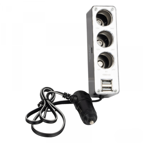 Prelungitor Priza Bricheta Auto SOC3, 3 Prize + 1 USB [1]