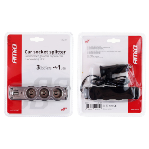 Prelungitor Priza Bricheta Auto SOC4, 3 Prize + 1 USB [1]