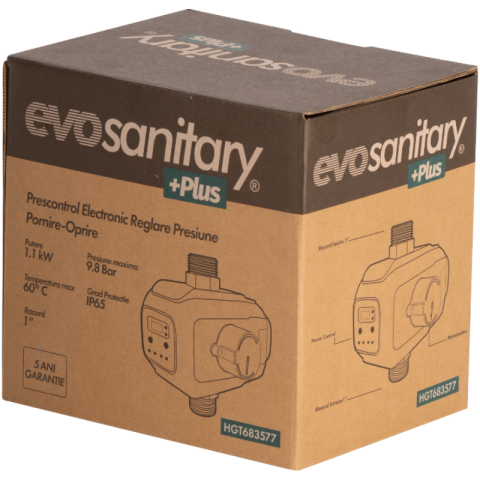 Prescontrol Electronic, 1.1 KW, Reglare Presiune 1.3-9.8 bar, Protectie Lipsa Apa, Montaj Simplu, 18x13.7x17.3 cm [2]