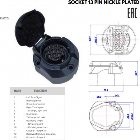 Priza electrica remorca 13 pini - Truck LED G13-B [5]