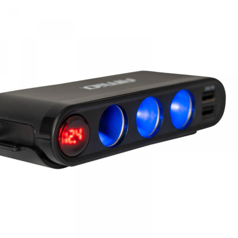 Priza Extensie Auto cu Voltmetru, 3 Prize Bricheta, PD30W, QC3.0, 2xUSB [4]