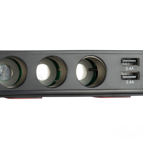 Multiplicator Priza Bricheta Auto, 3 Socluri 200W, 4 Porturi USB Quick Charge QC3.0 PD, Cablu 1m, Volmetru LED 12-24V [7]