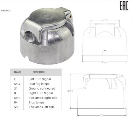 Priza metalica cu 7 Pini, 12V - Truck LED E1230 [4]