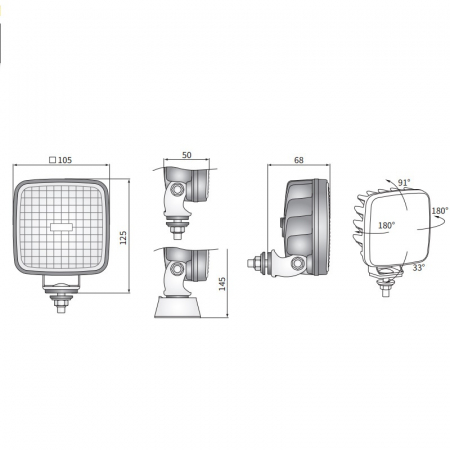 Proiector de lucru CRK2, LED, 10.5 x 10.5cm, 1600lm - Wesem CRK2C.54900 [2]