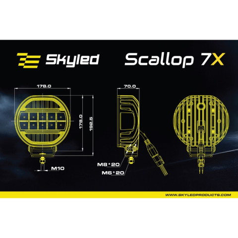 Proiector LED Auto, Scallop 7X 90W, Diametru 17,8cm, Lumina Pozitie Dinamica Alb-Portocaliu, Faza Lunga, Omologare ECE R149, Accesorii 4x4 Offroad [13]