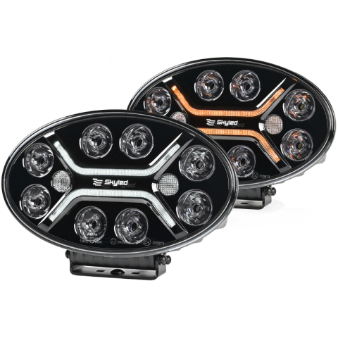 Proiectoare Full LED - Proiector LED auxiliar Jumbo Ovum Flash, 82W, 12/24V, lumina drum, stroboscop portocaliu