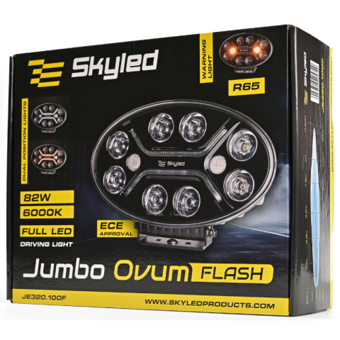 Proiector LED auxiliar Jumbo Ovum Flash, 82W, 12/24V, lumina drum, stroboscop portocaliu [14]