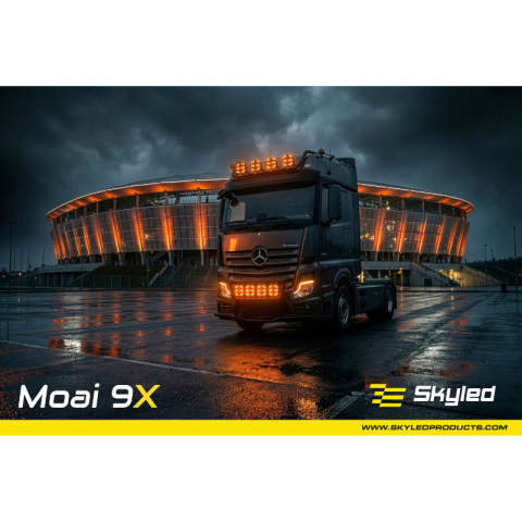 Proiector LED auxiliar Moai 9X Black, 162W, 12/24V, Combo Beam, pozitie alba si portocalie, 5000K, IP68, pentru camioane, 4x4 si utilaje [15]
