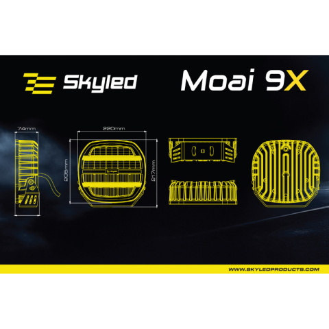 Proiector LED auxiliar Moai 9X Black, 162W, 12/24V, Combo Beam, pozitie alba si portocalie, 5000K, IP68, pentru camioane, 4x4 si utilaje [11]