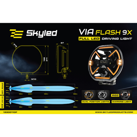 Proiector LED Auxiliar VIA Flash 9X FI218, 160W, Lumina Pozitie Dinamica Alba/Portocalie si Stroboscop [17]