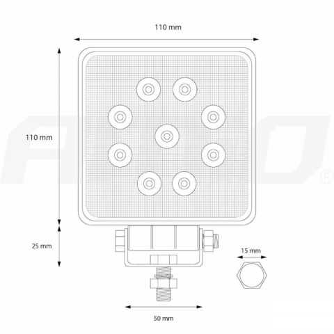 Proiector LED Lucru Auto AWL03, 9 LED, Fascicul Flood, 12/24V [11]